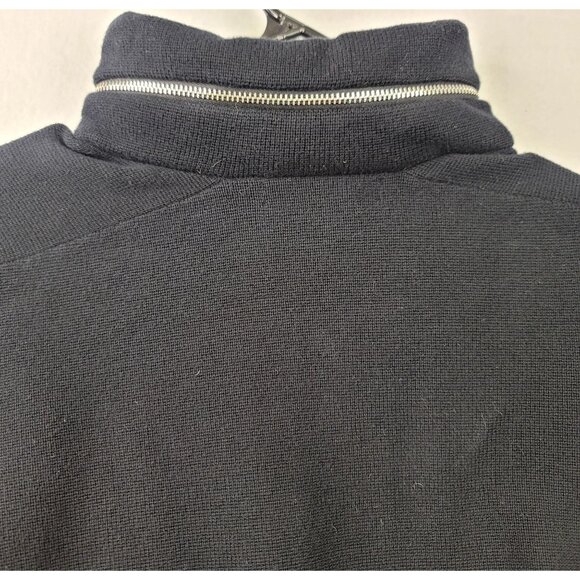 Lauren Ralph Lauren Black Hidden Hood Cotton Poly Sweater Jacket Zip Snap Medium - Picture 7 of 10